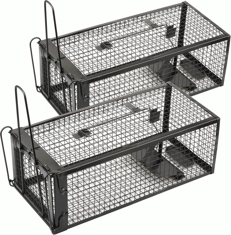 Anyhall فخاخ فئران إنسانية حية 2-pack لفئران الفأر والشيبمنك للداخل والخارج (أسود) - Image 1